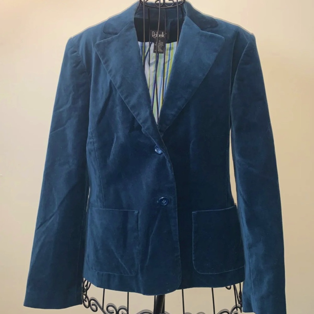 Dark Turquoise Blue Blazer Velour Size 10